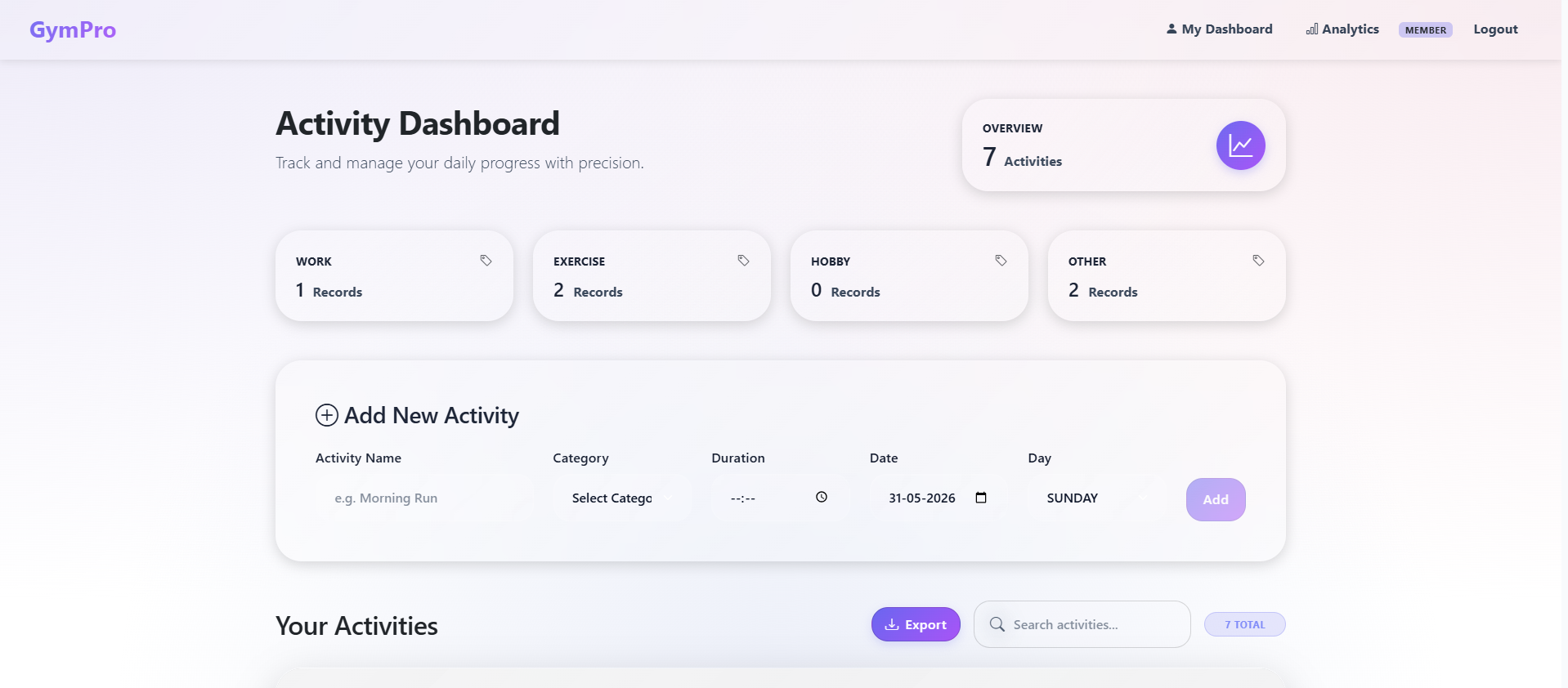 Activity Tracker API Screenshot 2