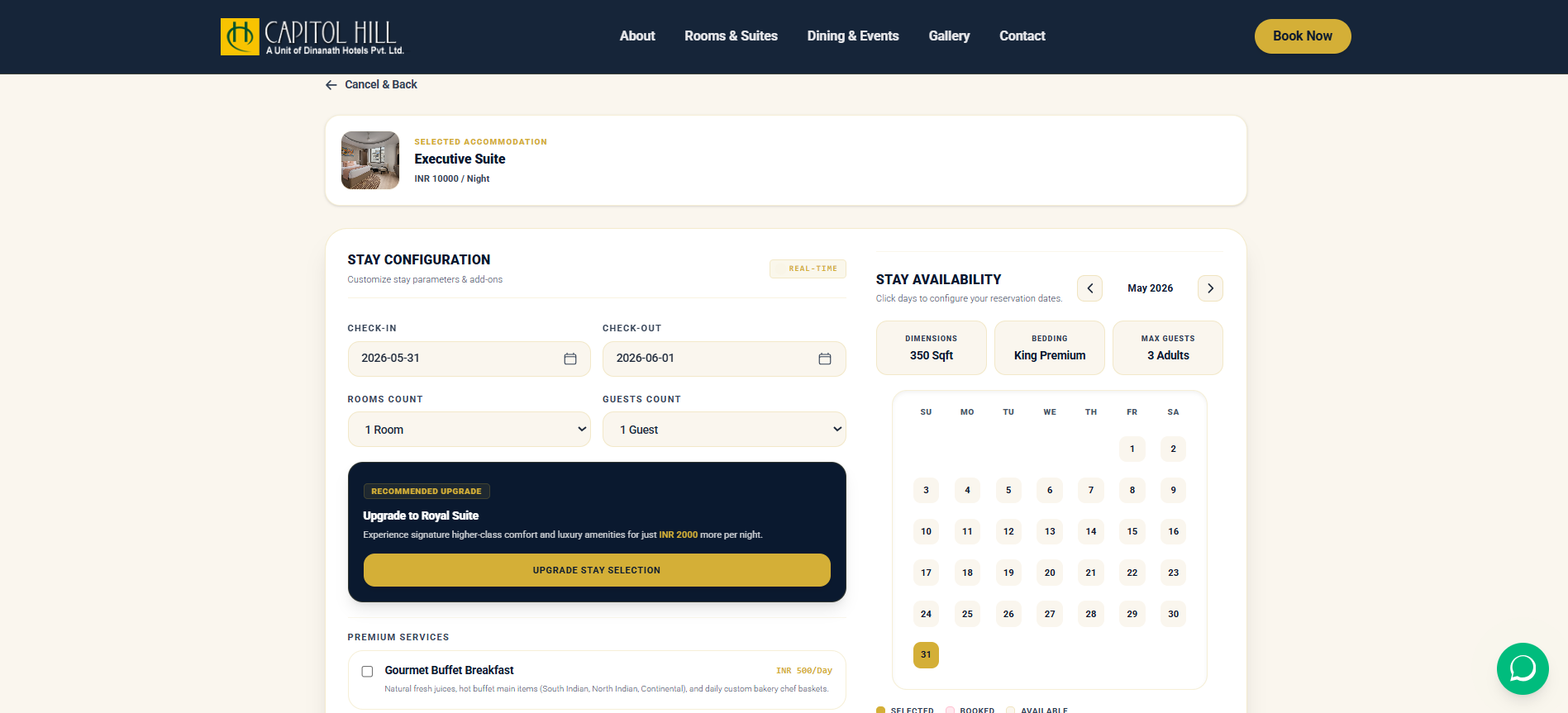 Capitol Hotels Portal Screenshot 3