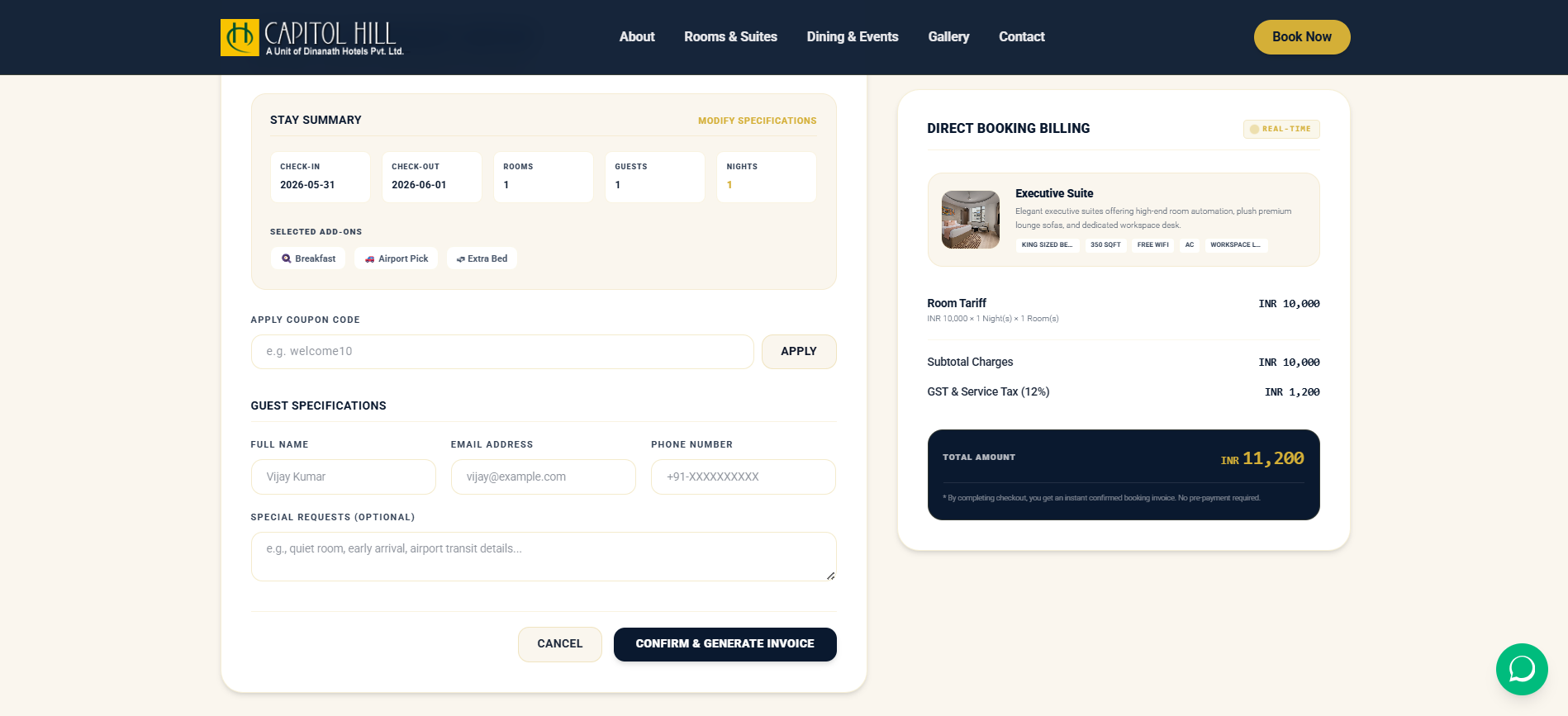 Capitol Hotels Portal Screenshot 4