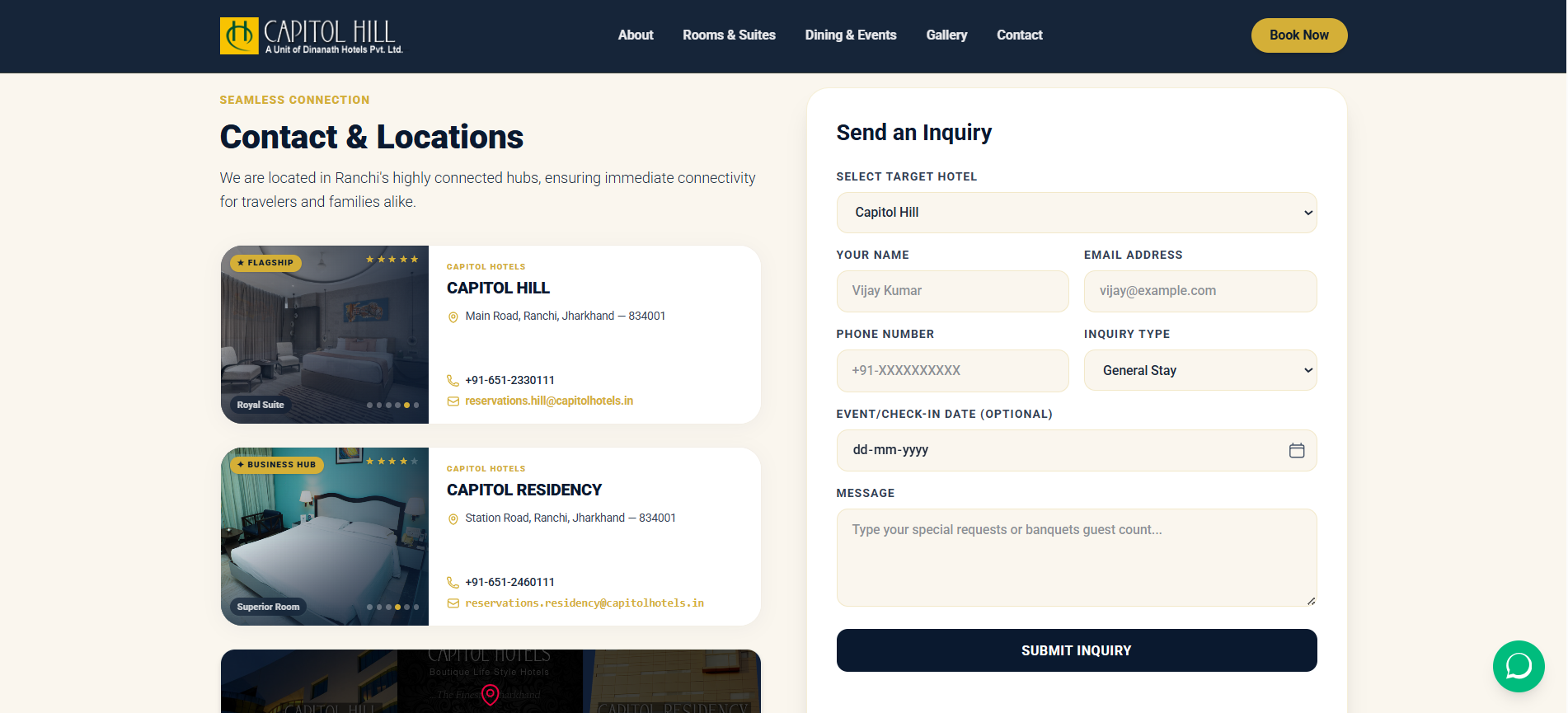 Capitol Hotels Portal Screenshot 5